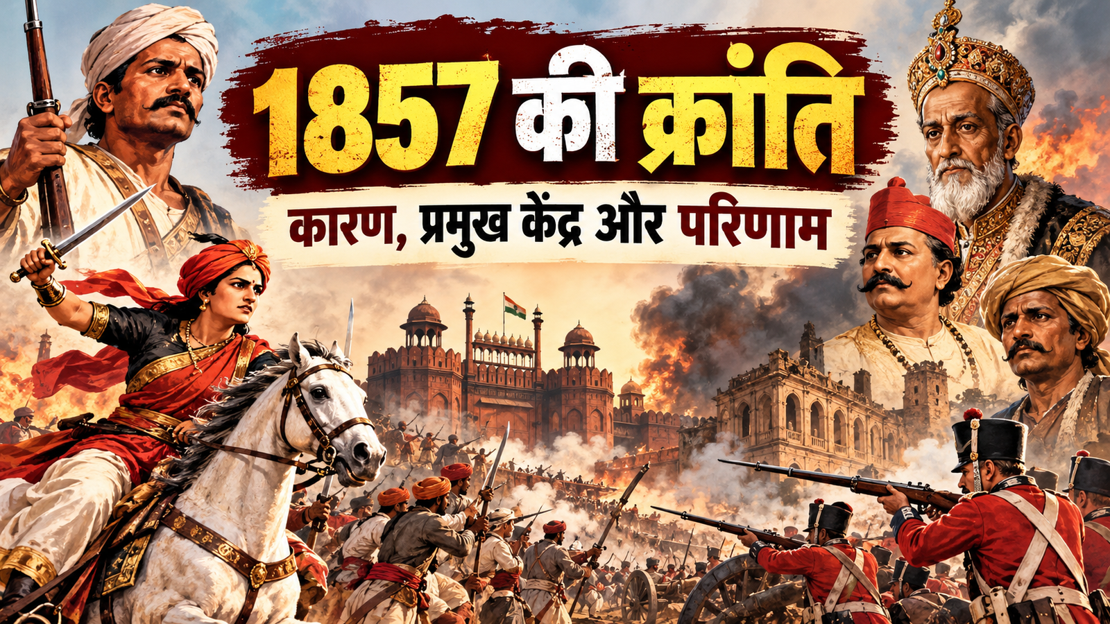 1857 की क्रांति के कारण, प्रमुख केंद्र और परिणाम का ऐतिहासिक चित्र